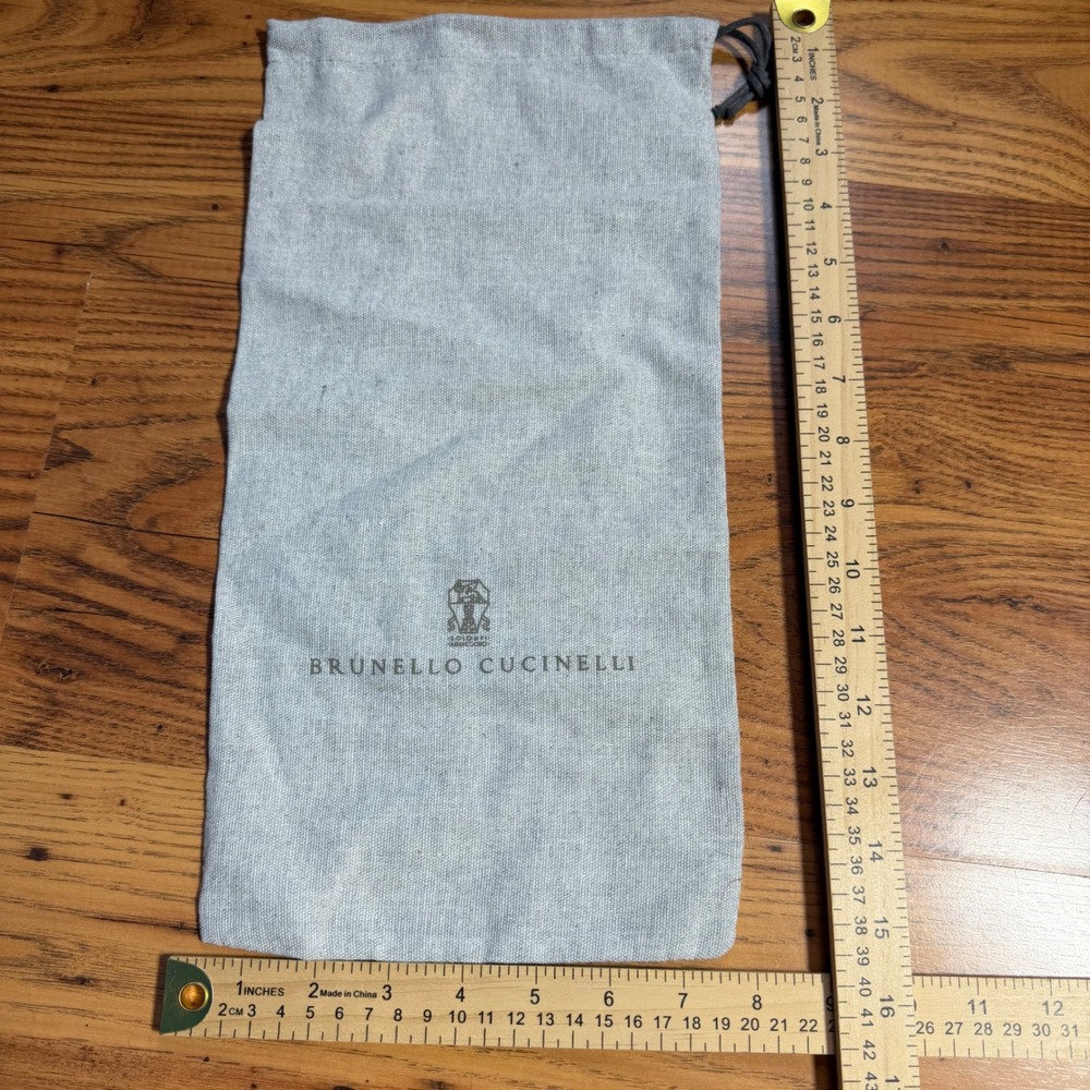 Brunello Cucinelli Light Gray Linen Drawstring Dust Bag Solomeo Logo 15.5x7.5